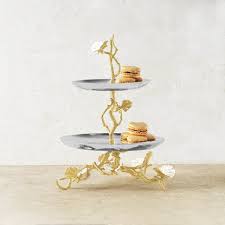 Butterfly Gingko Gold 2-Tier Etagere