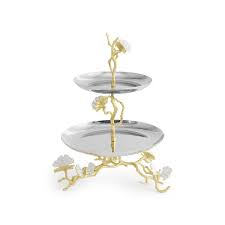 Butterfly Gingko Gold 2-Tier Etagere