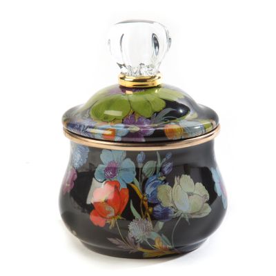 Flower Market Lidded Sugar Bowl - Black